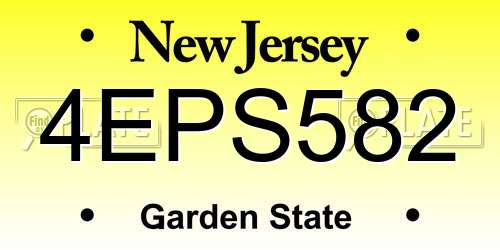 4EPS582 New Jersey License Plate