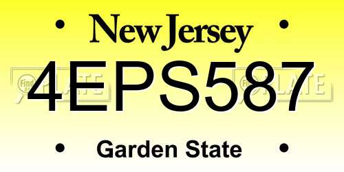 4EPS587 New Jersey License Plate