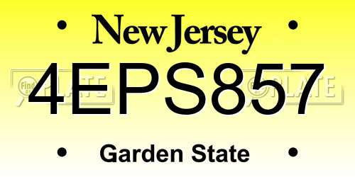 4EPS857 New Jersey License Plate