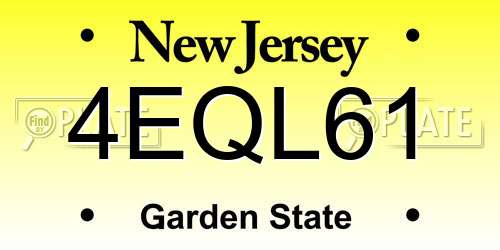 4EQL61 New Jersey License Plate