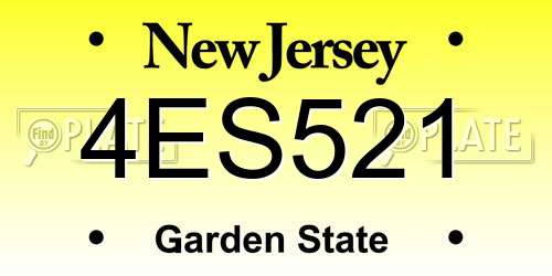 4ES521 New Jersey License Plate