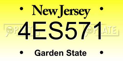 4ES571 New Jersey License Plate
