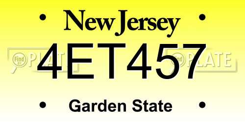 4ET457 New Jersey License Plate