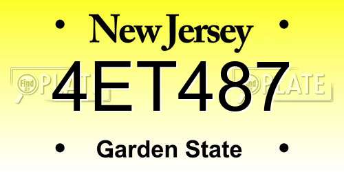 4ET487 New Jersey License Plate