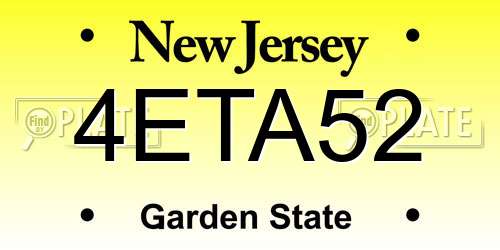 4ETA52 New Jersey License Plate