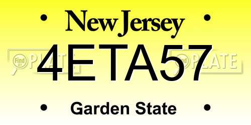 4ETA57 New Jersey License Plate