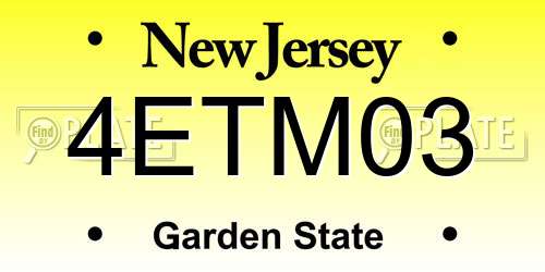 4ETM03 New Jersey License Plate