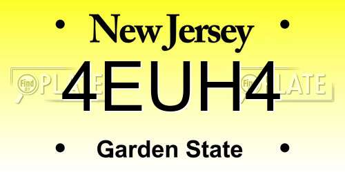 4EUH4 New Jersey License Plate
