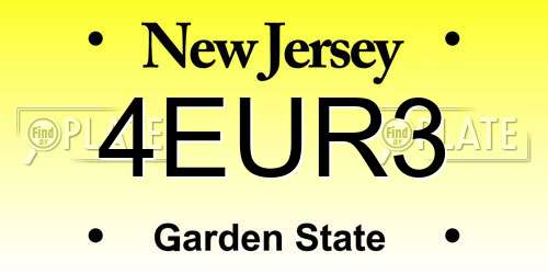 4EUR3 New Jersey License Plate