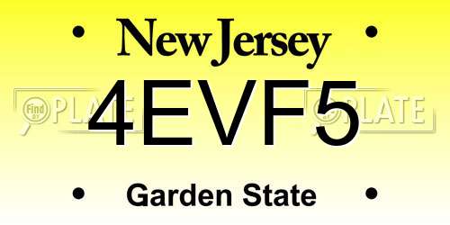 4EVF5 New Jersey License Plate
