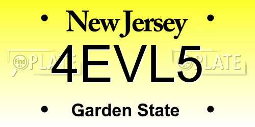 4EVL5 New Jersey License Plate