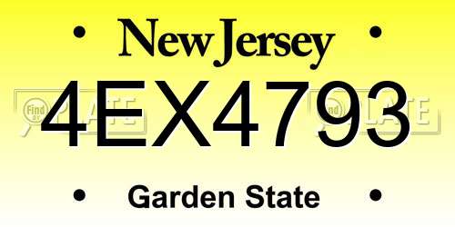 4EX4793 New Jersey License Plate