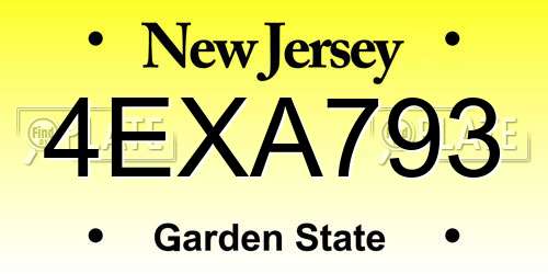 4EXA793 New Jersey License Plate