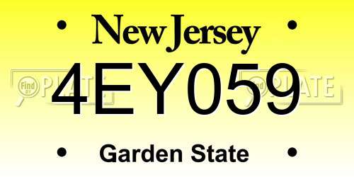 4EY059 New Jersey License Plate