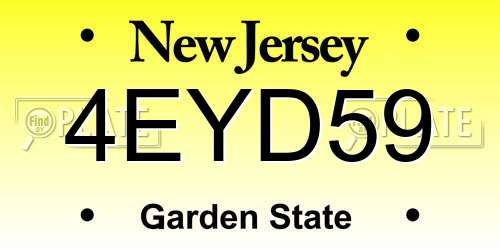 4EYD59 New Jersey License Plate