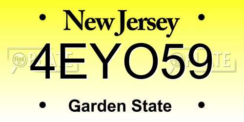 4EYO59 New Jersey License Plate