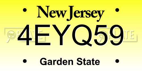 4EYQ59 New Jersey License Plate