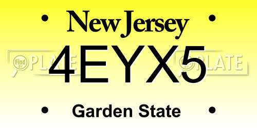 4EYX5 New Jersey License Plate