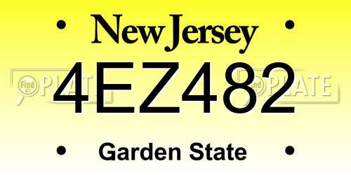 4EZ482 New Jersey License Plate