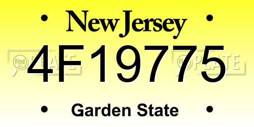 4F19775 New Jersey License Plate