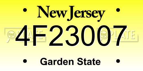 4F23007 New Jersey License Plate