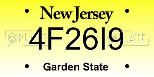 4F26I9 New Jersey License Plate