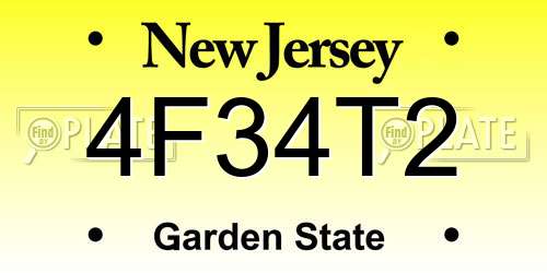 4F34T2 New Jersey License Plate