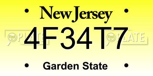 4F34T7 New Jersey License Plate