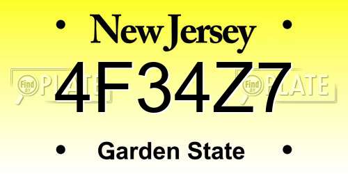 4F34Z7 New Jersey License Plate