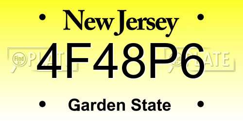 4F48P6 New Jersey License Plate