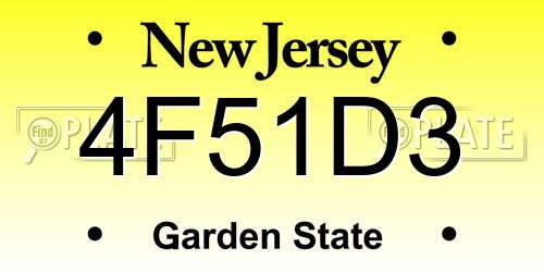 4F51D3 New Jersey License Plate
