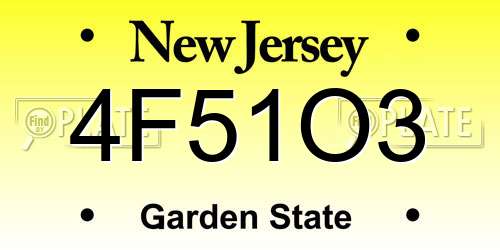 4F51O3 New Jersey License Plate