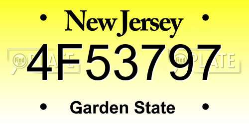 4F53797 New Jersey License Plate
