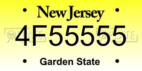 4F55555 New Jersey License Plate