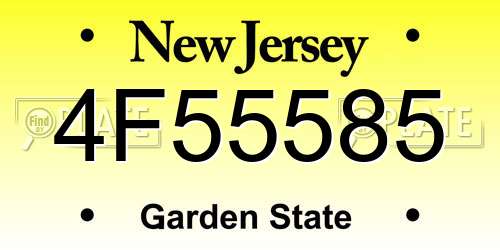 4F55585 New Jersey License Plate