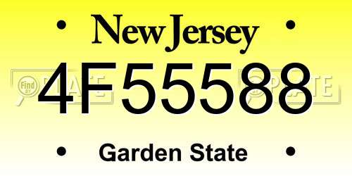 4F55588 New Jersey License Plate