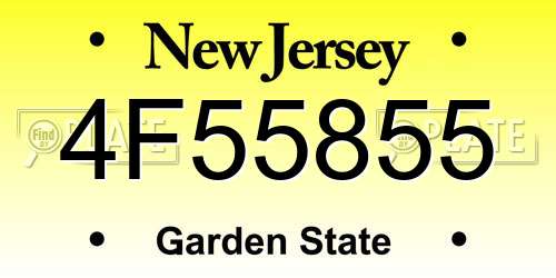 4F55855 New Jersey License Plate