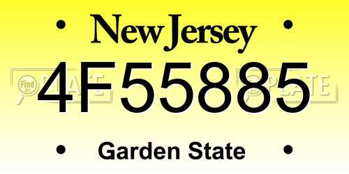 4F55885 New Jersey License Plate