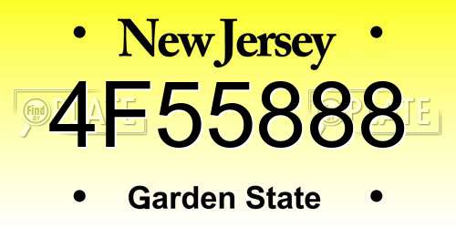 4F55888 New Jersey License Plate