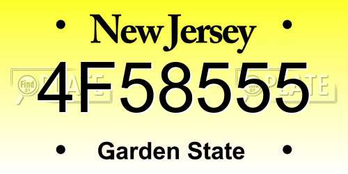4F58555 New Jersey License Plate
