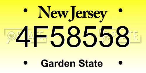4F58558 New Jersey License Plate
