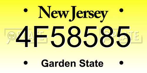 4F58585 New Jersey License Plate
