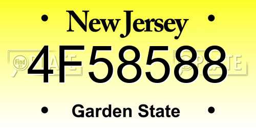 4F58588 New Jersey License Plate