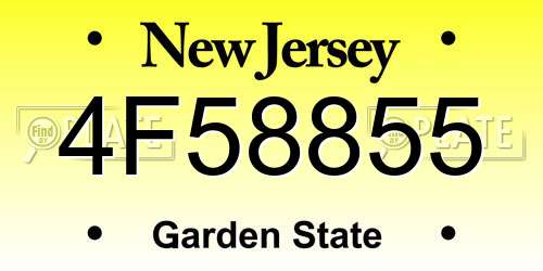 4F58855 New Jersey License Plate