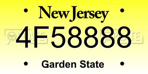4F58888 New Jersey License Plate