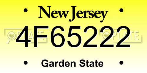 4F65222 New Jersey License Plate