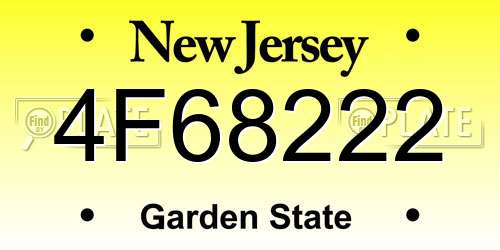 4F68222 New Jersey License Plate