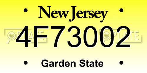 4F73002 New Jersey License Plate
