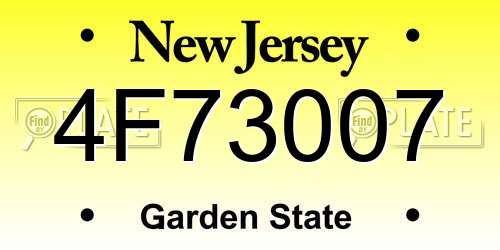 4F73007 New Jersey License Plate