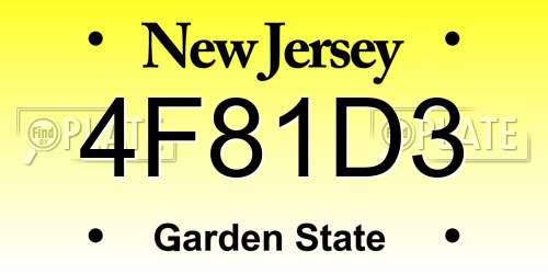 4F81D3 New Jersey License Plate